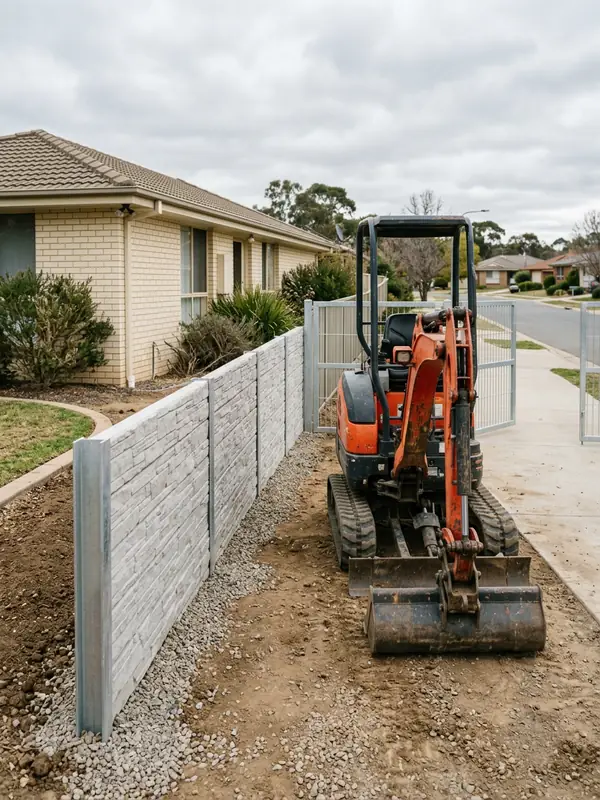 Where A Machine Can Reach: a concrete sleeper retaining wall in Canberra