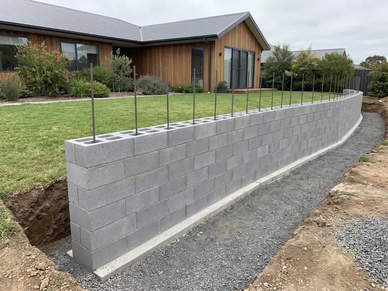 A core filled block wall in Canberra